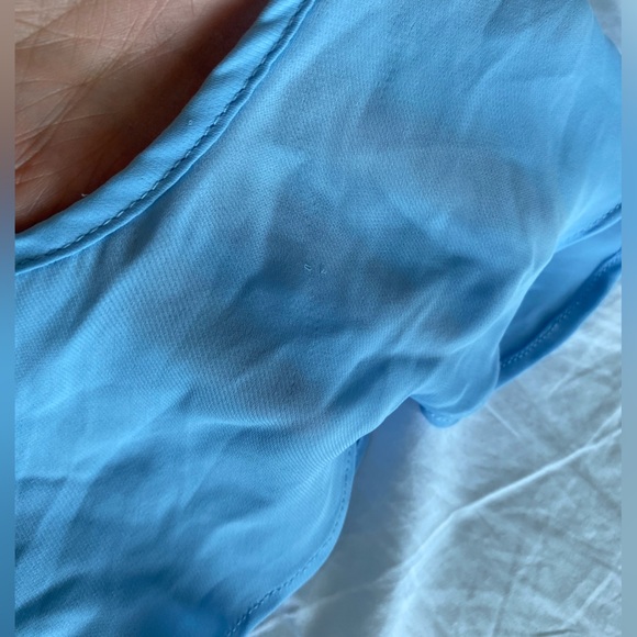 Parker Thatcher $288 Cold Shoulder Ruffled Mini Dress light Blue XS NWT - Picture 16 of 16